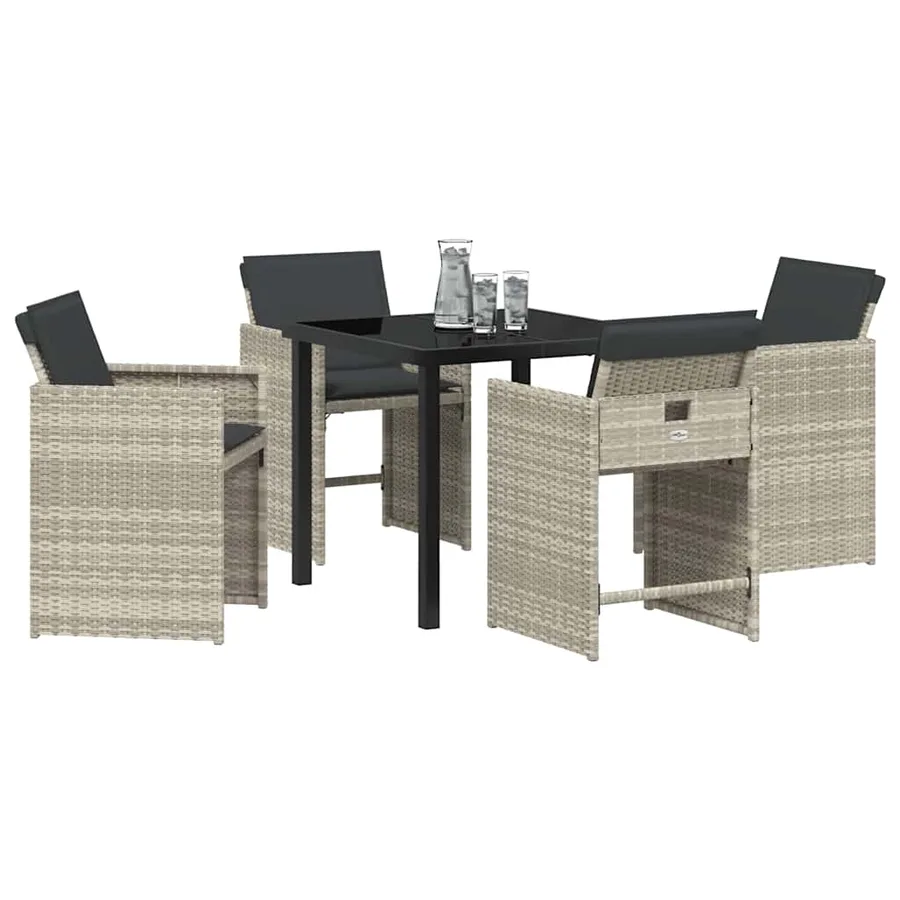 Ensemble de salle à manger pour jardin 5 pcs Gris clair - 3