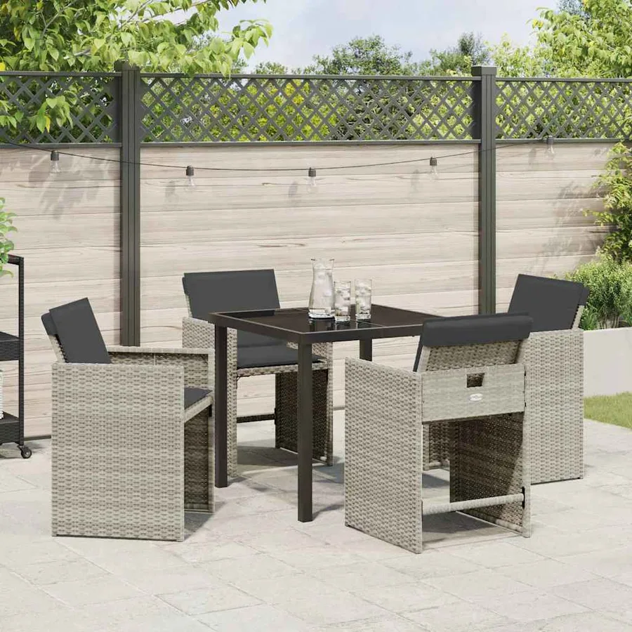 Ensemble de salle à manger pour jardin 5 pcs Gris clair - 4