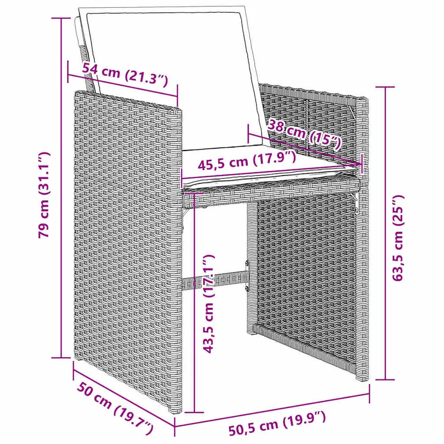 Ensemble de salle à manger pour jardin 5 pcs Gris clair - 8