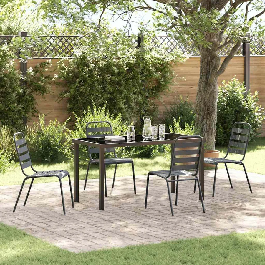 Ensemble de salle à manger pour jardin 5 pcs Anthracite