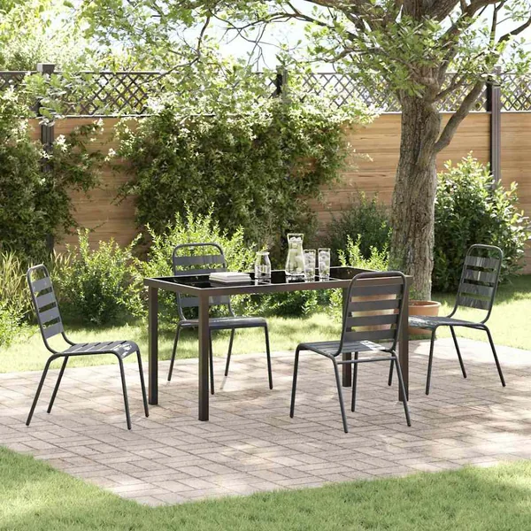 Ensemble de salle à manger pour jardin 5 pcs Anthracite