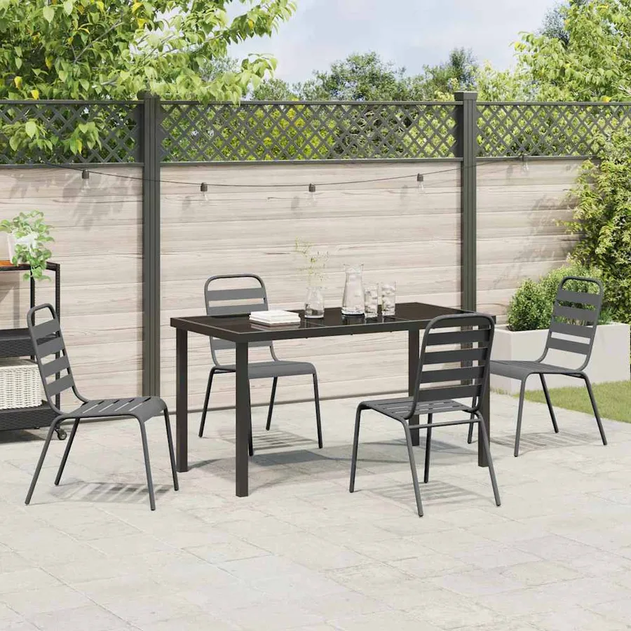 Ensemble de salle à manger pour jardin 5 pcs Anthracite - 4