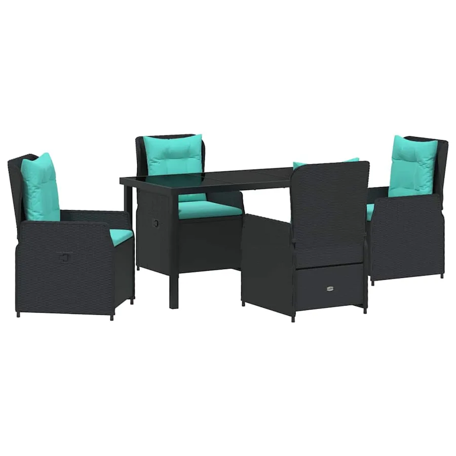 Ensemble de salle à manger pour jardin 5 pcs Noir Poly rotin - 2