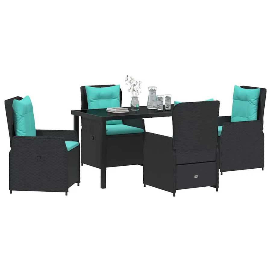 Ensemble de salle à manger pour jardin 5 pcs Noir Poly rotin - 3