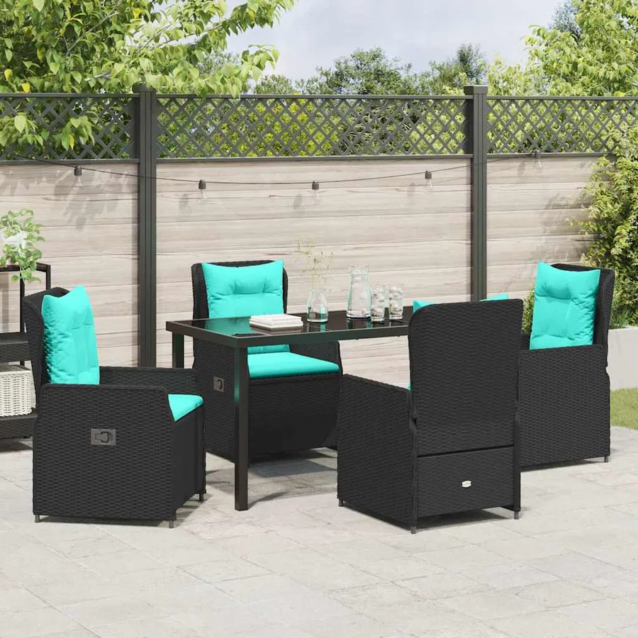 Ensemble de salle à manger pour jardin 5 pcs Noir Poly rotin - 4