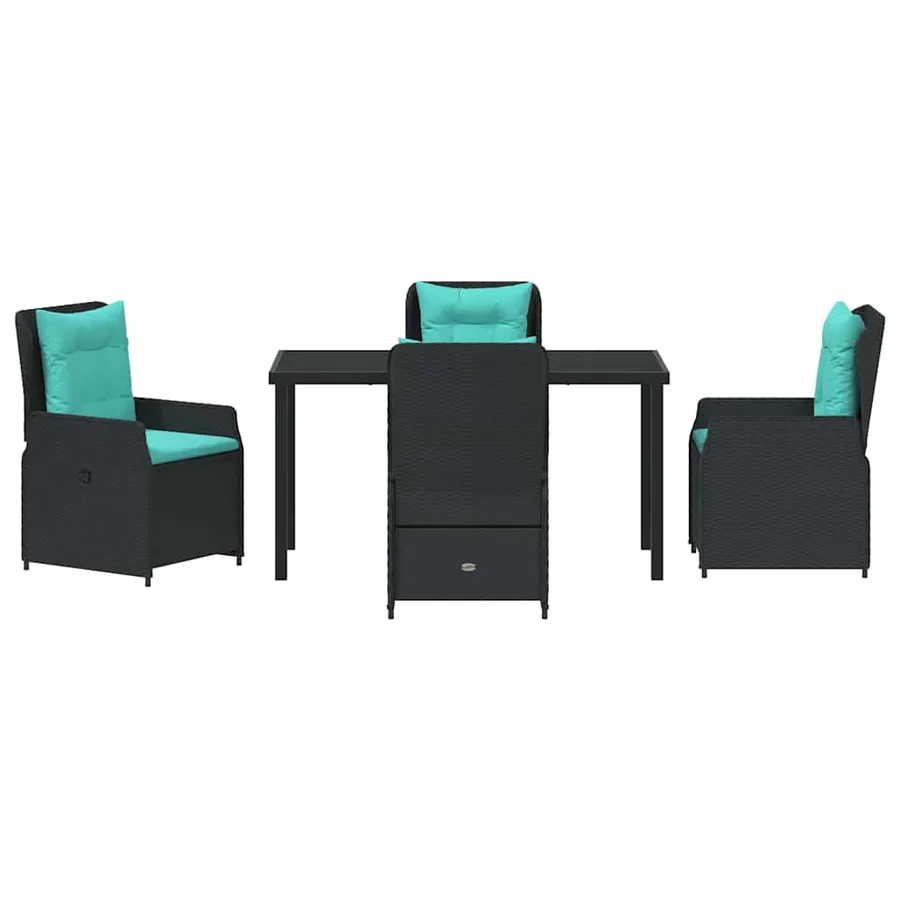 Ensemble de salle à manger pour jardin 5 pcs Noir Poly rotin - 7