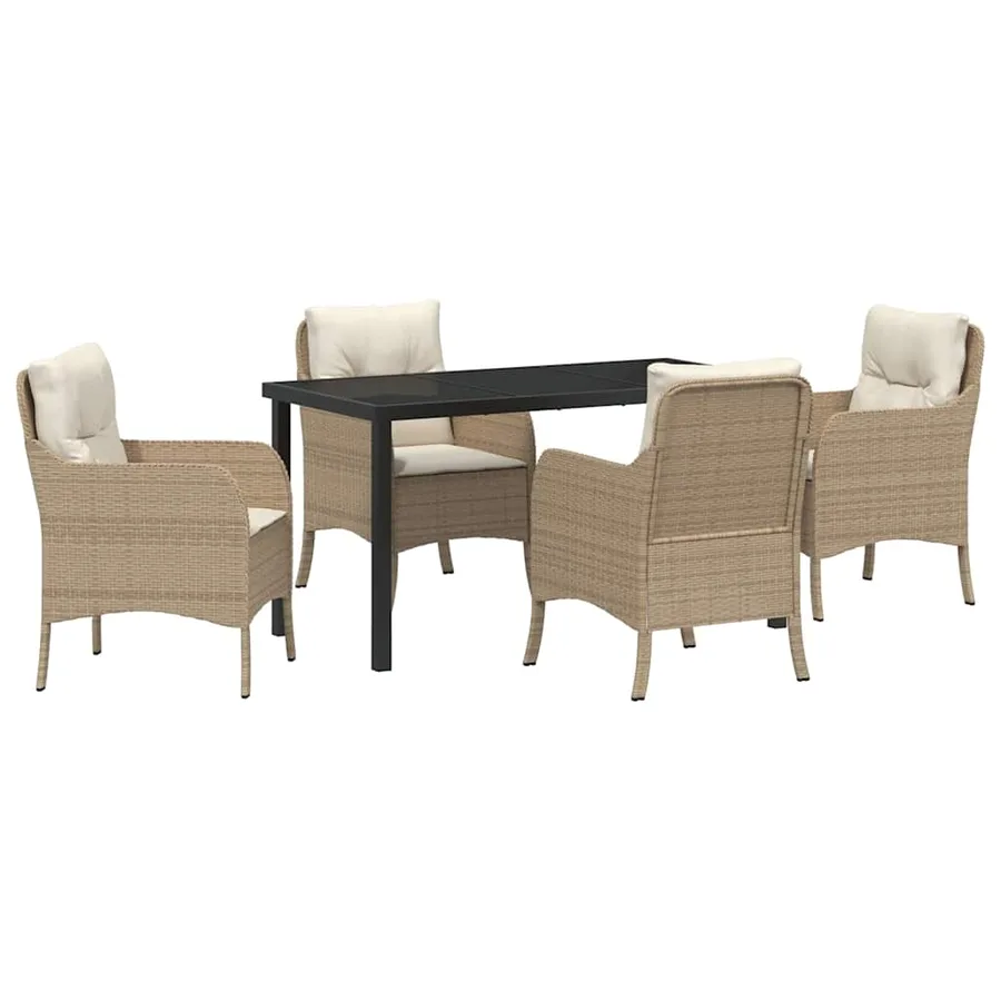 Ensemble de salle à manger pour jardin 5 pcs Beige polyrotin - 2