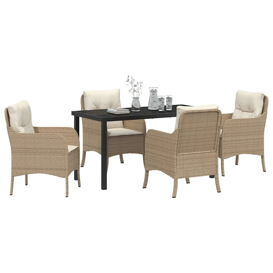 Ensemble de salle à manger pour jardin 5 pcs Beige polyrotin - 3