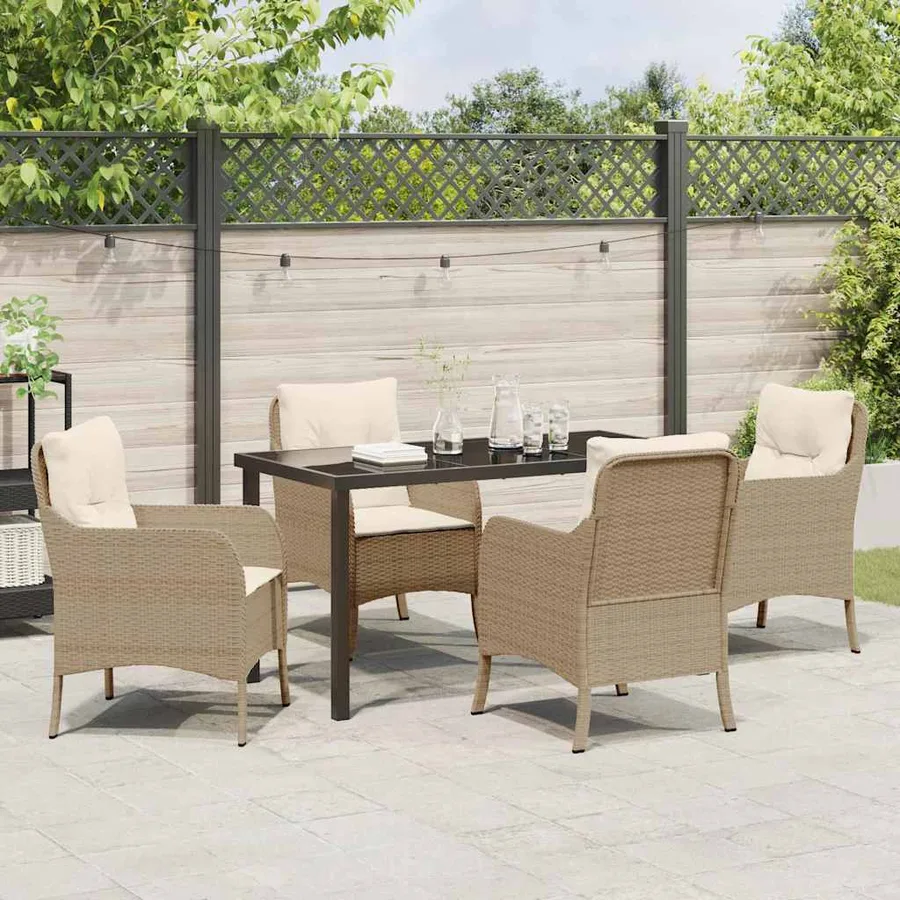 Ensemble de salle à manger pour jardin 5 pcs Beige polyrotin - 4