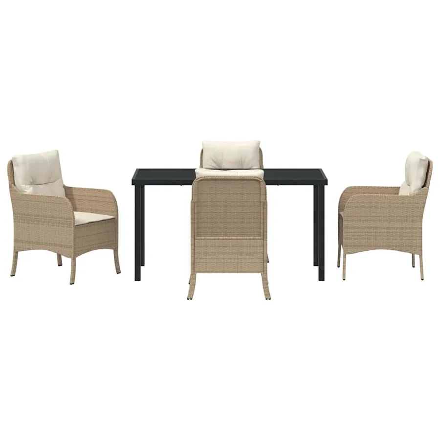 Ensemble de salle à manger pour jardin 5 pcs Beige polyrotin - 6