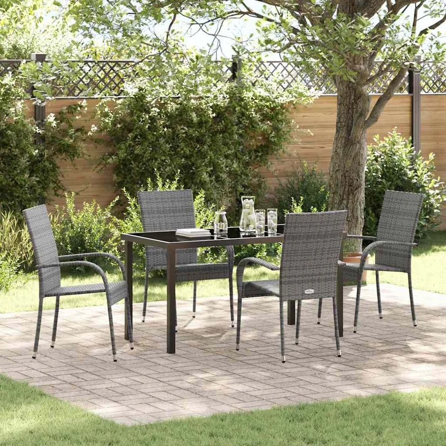 Ensemble de salle à manger pour jardin 5 pcs Gris