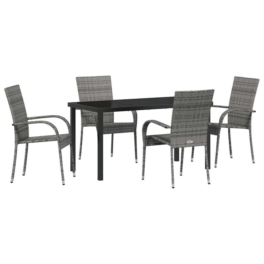 Ensemble de salle à manger pour jardin 5 pcs Gris - 2
