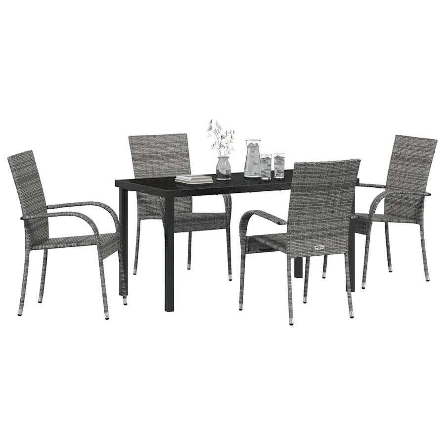 Ensemble de salle à manger pour jardin 5 pcs Gris - 3