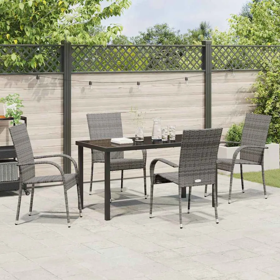 Ensemble de salle à manger pour jardin 5 pcs Gris - 4