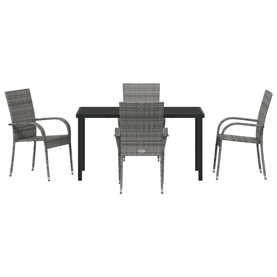 Ensemble de salle à manger pour jardin 5 pcs Gris - 7