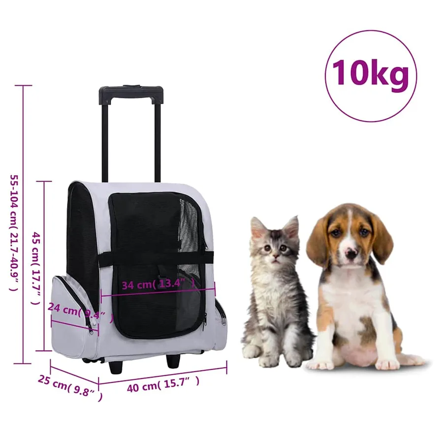 Chariot polyvalent pliable pour animaux de compagnie gris - 8