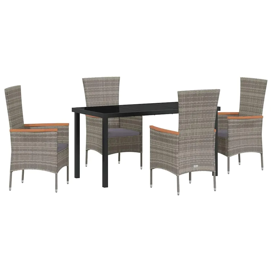 Ensemble de salle à manger pour jardin avec coussin 5 pcs Gris - 2