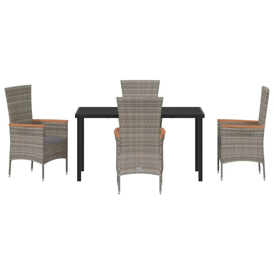 Ensemble de salle à manger pour jardin avec coussin 5 pcs Gris - 7