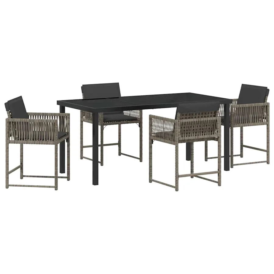 Ensemble de salle à manger pour jardin 5 pcs Gris polyrotin - 2