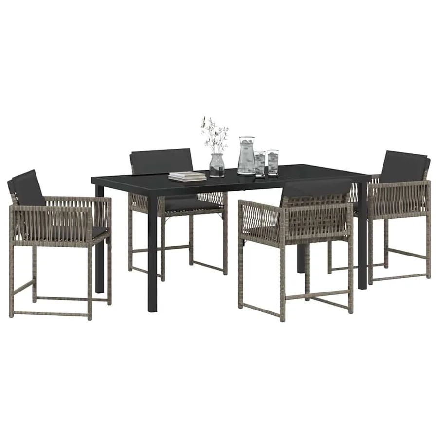 Ensemble de salle à manger pour jardin 5 pcs Gris polyrotin - 3
