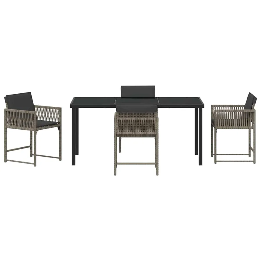 Ensemble de salle à manger pour jardin 5 pcs Gris polyrotin - 7