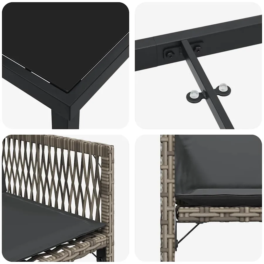 Ensemble de salle à manger pour jardin 5 pcs Gris polyrotin - 9