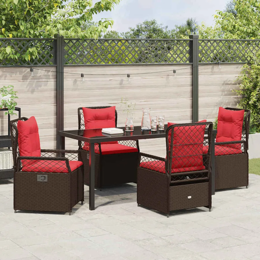Ensemble de salle à manger pour jardin 5 pcs Marron polyrotin - 4