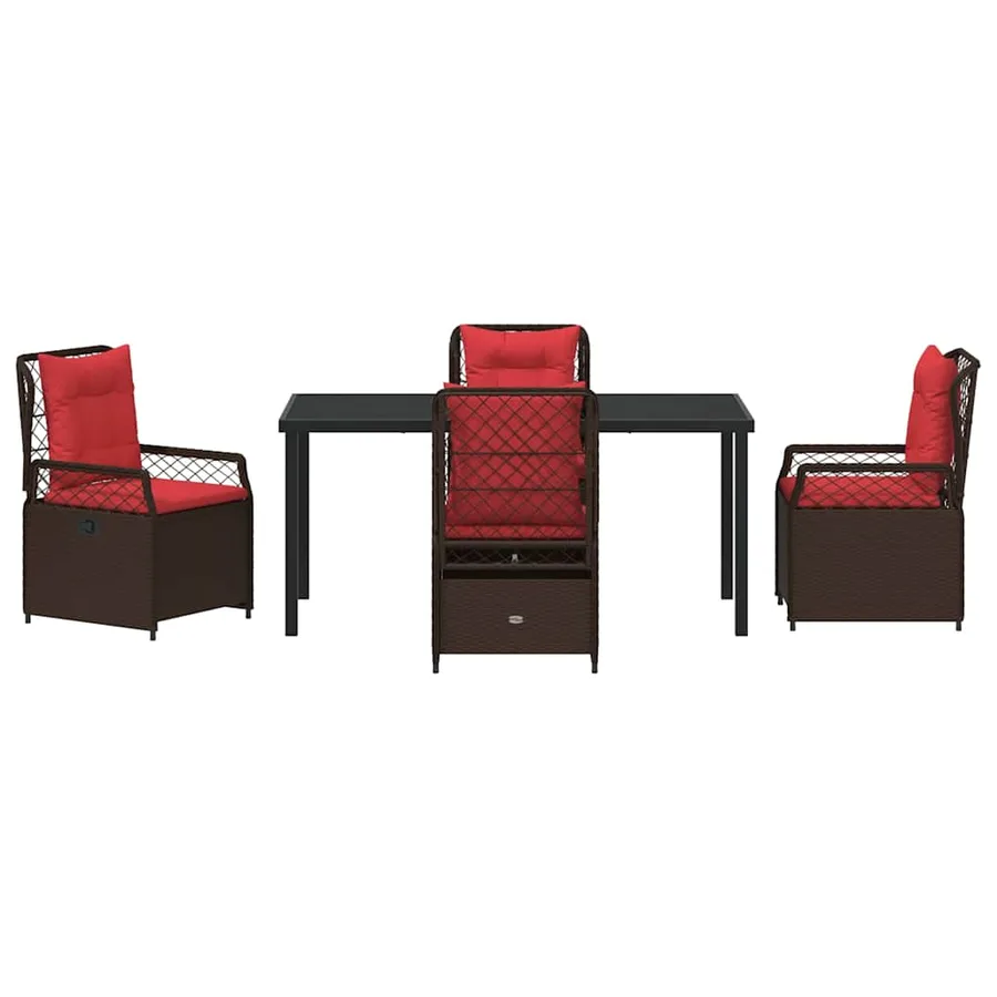 Ensemble de salle à manger pour jardin 5 pcs Marron polyrotin - 7