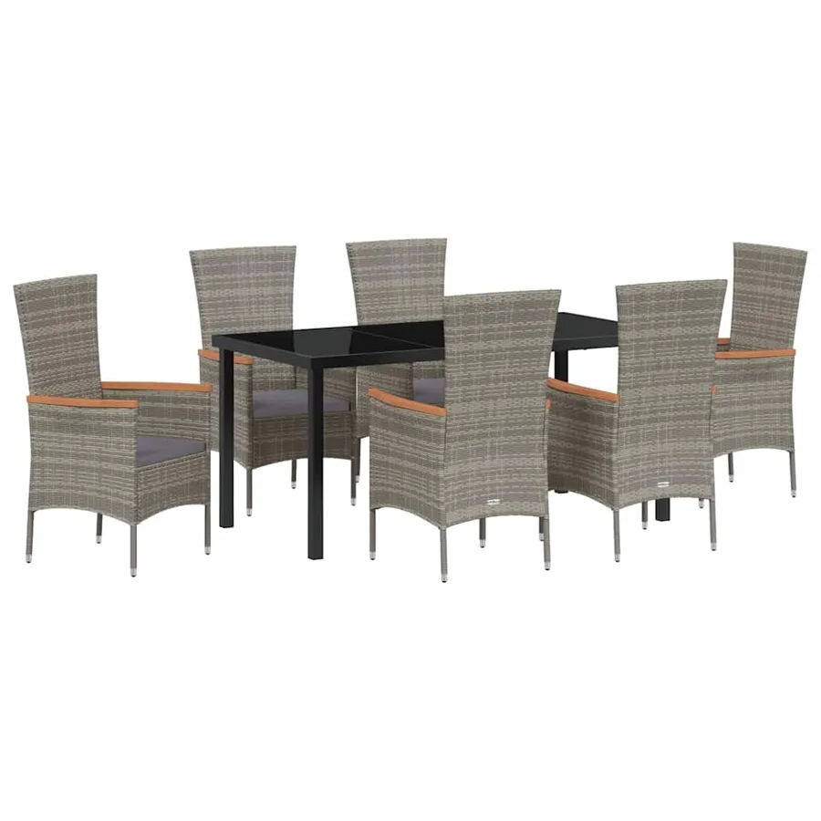 Ensemble de salle à manger pour jardin avec coussin 7 pcs Gris - 2