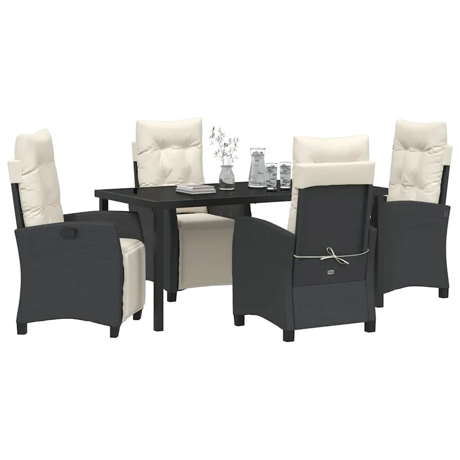Ensemble de salle à manger pour jardin 5 pcs Noir polyrotin - 3