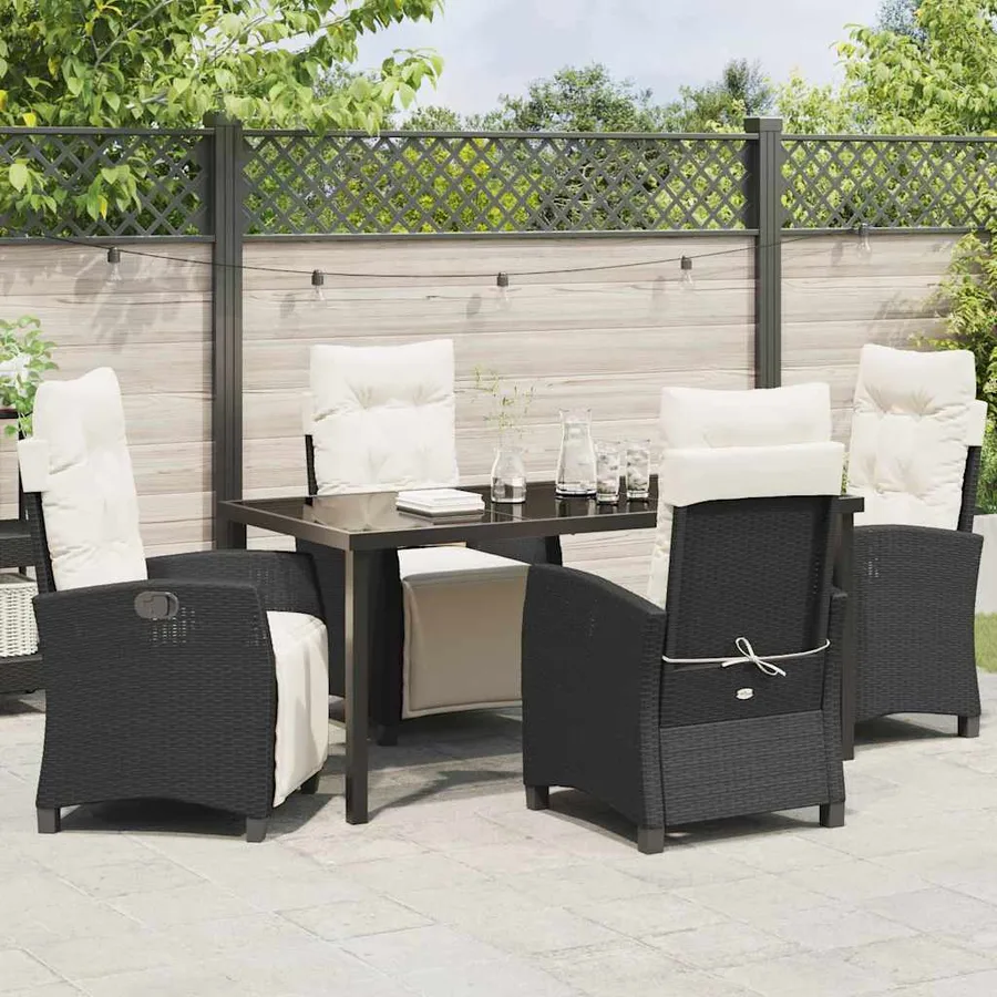Ensemble de salle à manger pour jardin 5 pcs Noir polyrotin - 4