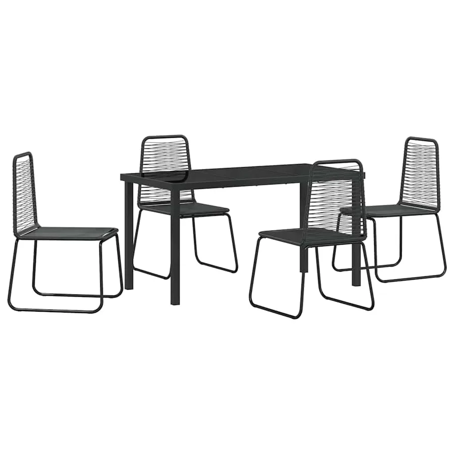 Ensemble de salle à manger pour jardin 5 pcs Noir - 2