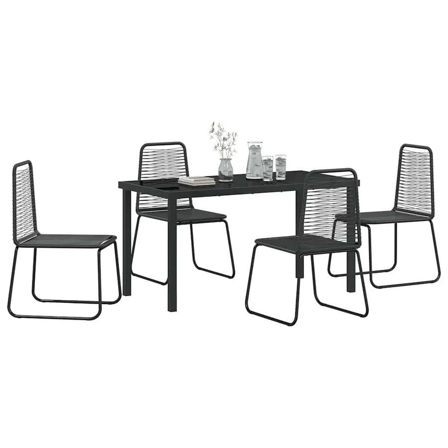 Ensemble de salle à manger pour jardin 5 pcs Noir - 3