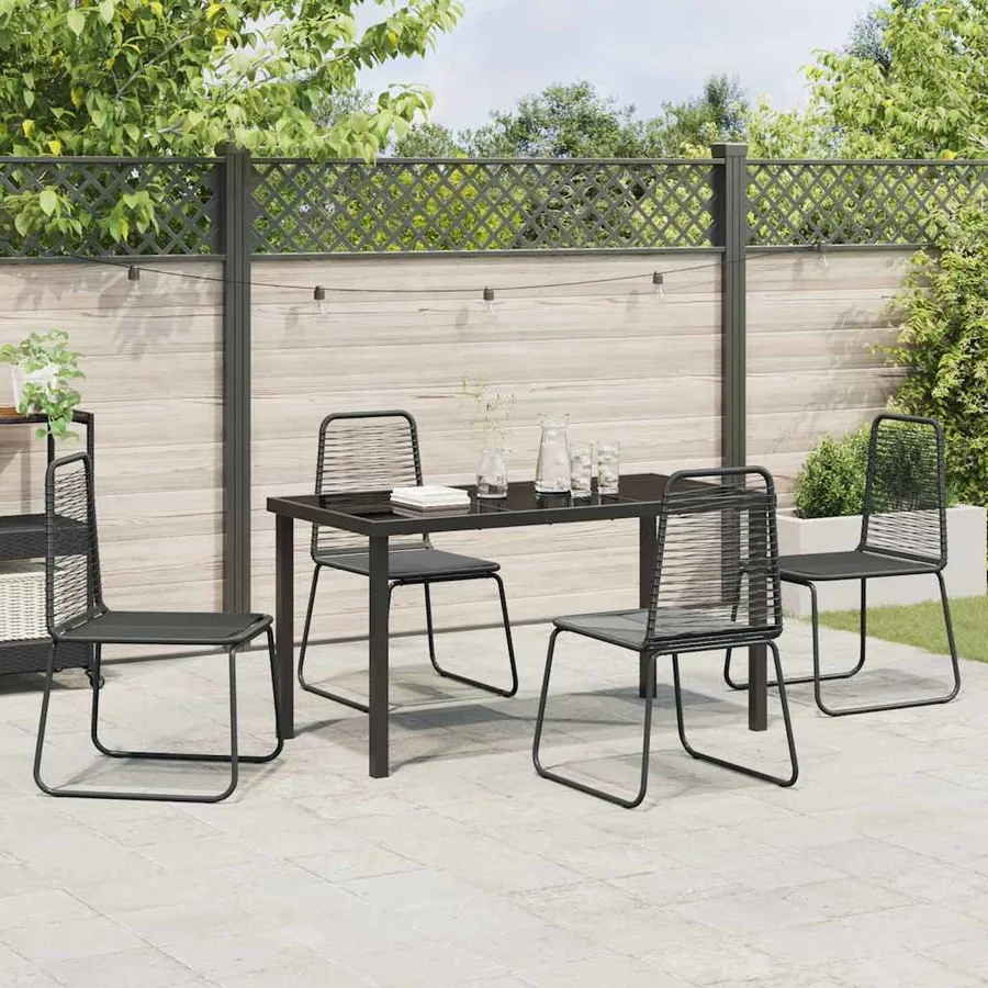 Ensemble de salle à manger pour jardin 5 pcs Noir - 4