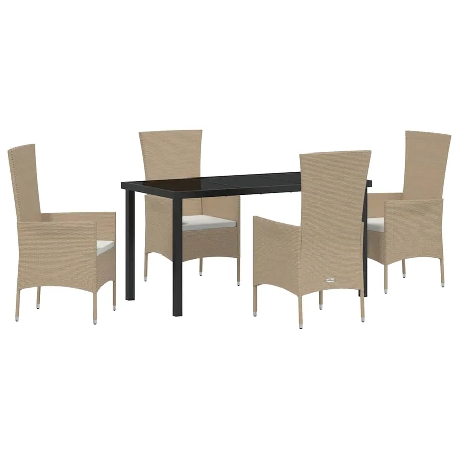 Ensemble de salle à manger pour jardin 5 pcs Beige polyrotin - 2