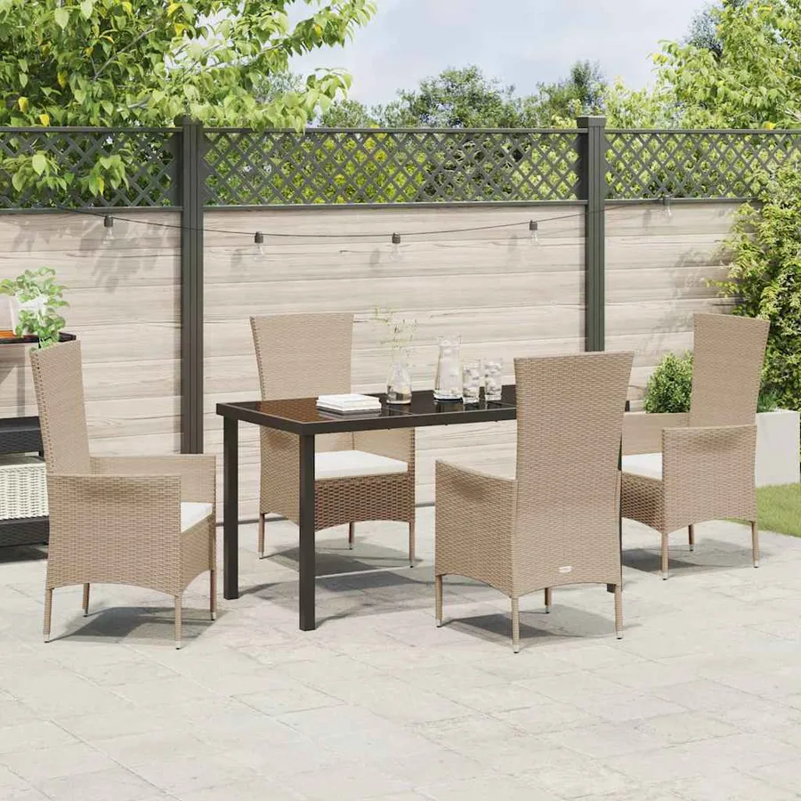 Ensemble de salle à manger pour jardin 5 pcs Beige polyrotin - 4