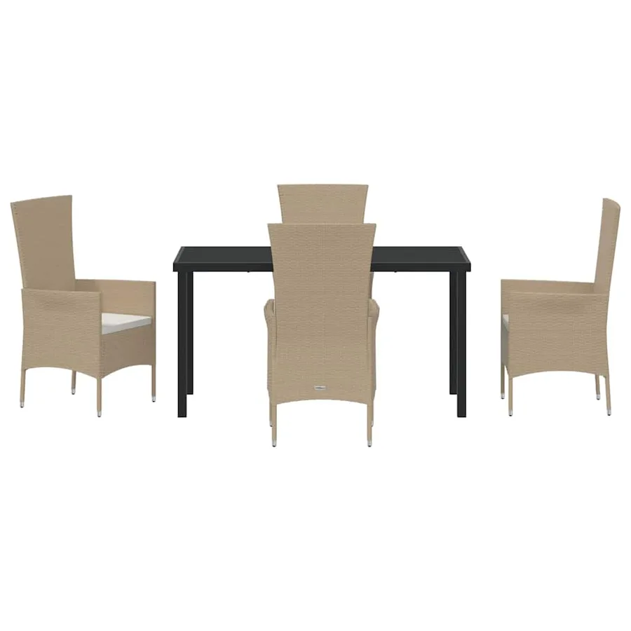 Ensemble de salle à manger pour jardin 5 pcs Beige polyrotin - 7