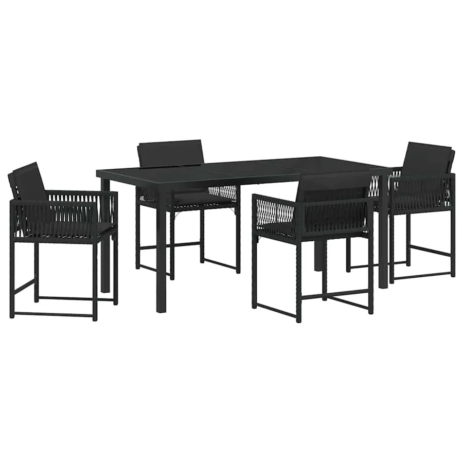 Ensemble de salle à manger pour jardin 5 pcs Noir polyrotin - 2