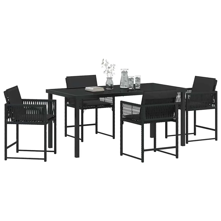 Ensemble de salle à manger pour jardin 5 pcs Noir polyrotin - 3