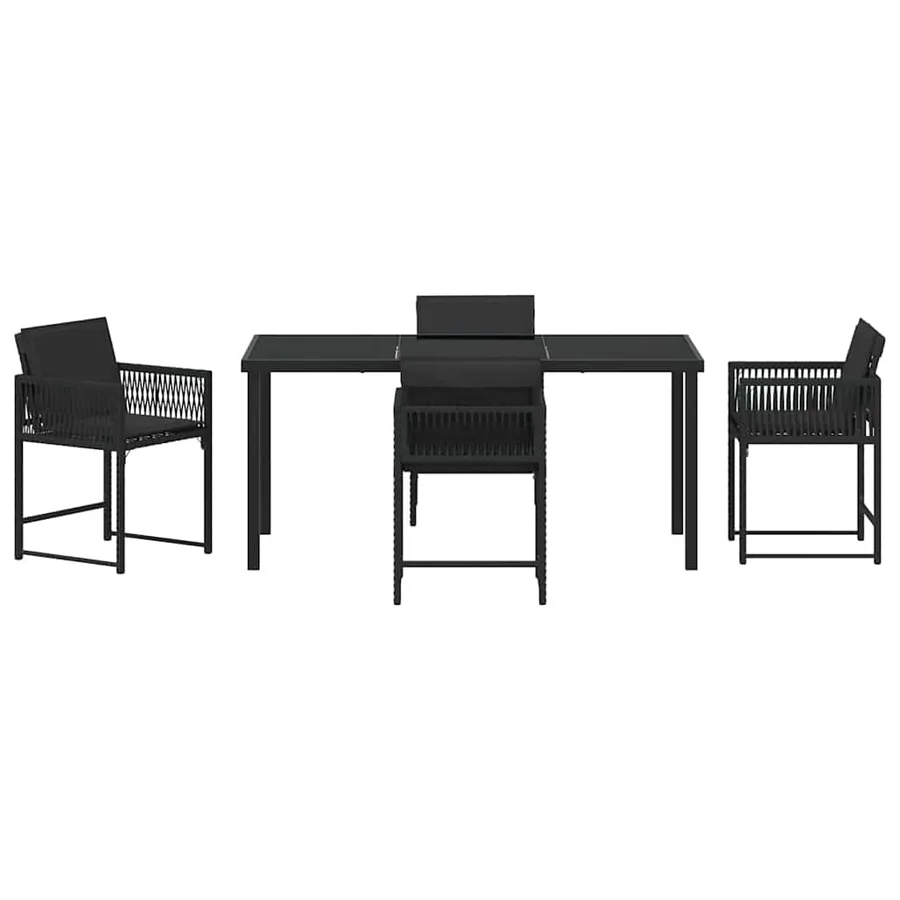 Ensemble de salle à manger pour jardin 5 pcs Noir polyrotin - 7