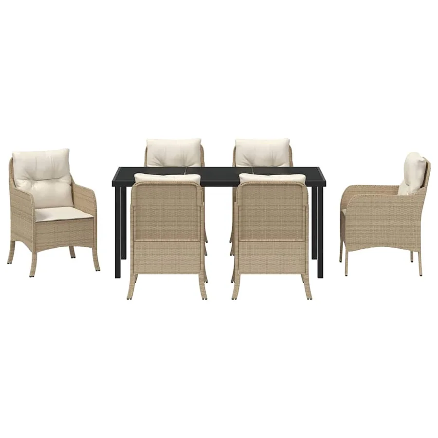 Ensemble de salle à manger pour jardin 7 pcs Beige polyrotin - 7