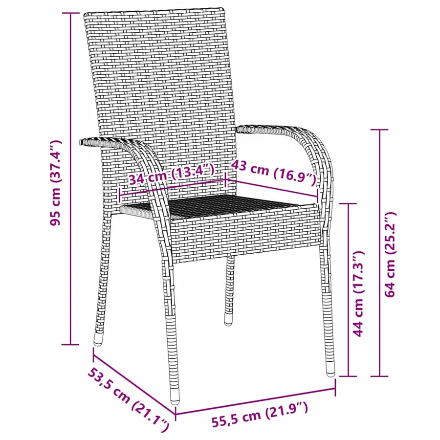 Ensemble de salle à manger pour jardin 7 pcs Gris - 10