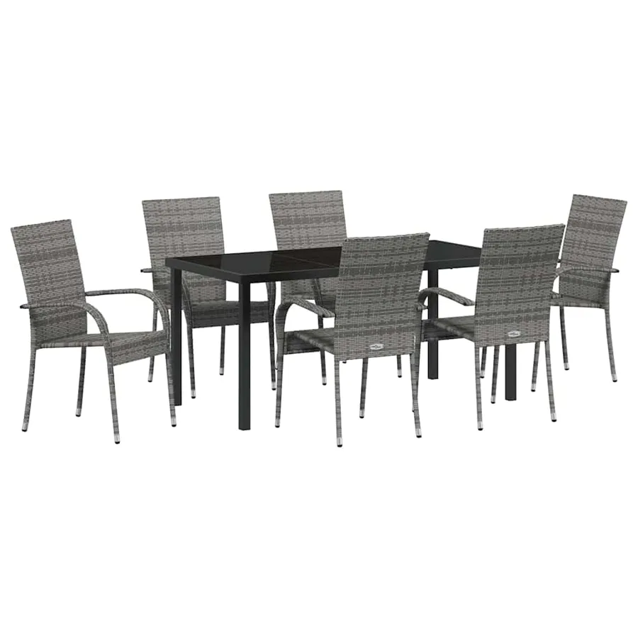 Ensemble de salle à manger pour jardin 7 pcs Gris - 2