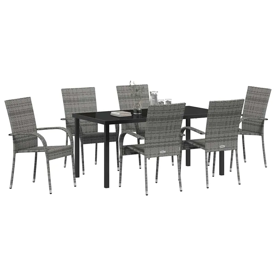 Ensemble de salle à manger pour jardin 7 pcs Gris - 3
