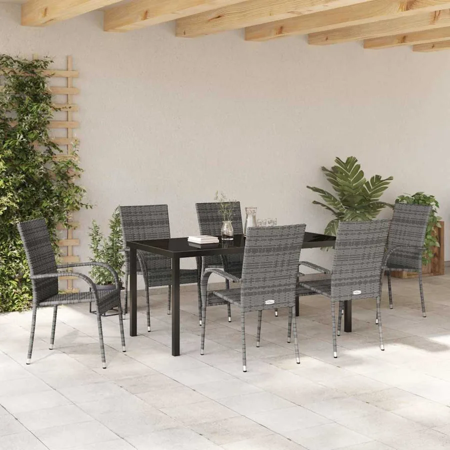 Ensemble de salle à manger pour jardin 7 pcs Gris - 4