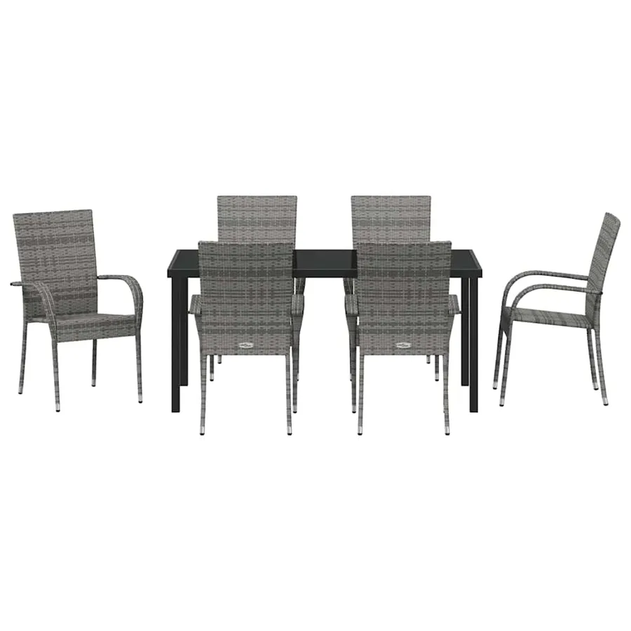 Ensemble de salle à manger pour jardin 7 pcs Gris - 7