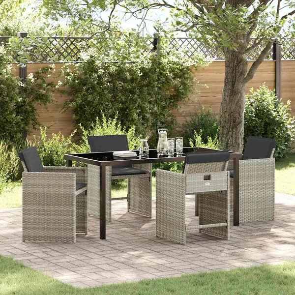 Ensemble de salle à manger pour jardin 5 pcs Gris clair
