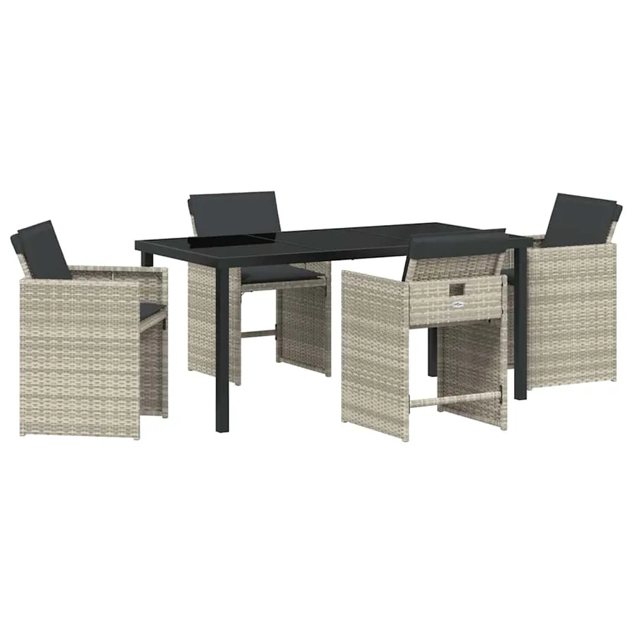 Ensemble de salle à manger pour jardin 5 pcs Gris clair - 2
