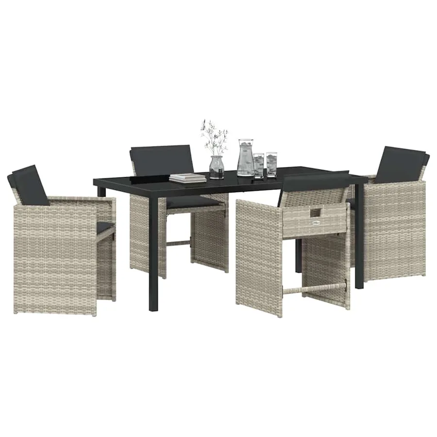 Ensemble de salle à manger pour jardin 5 pcs Gris clair - 3
