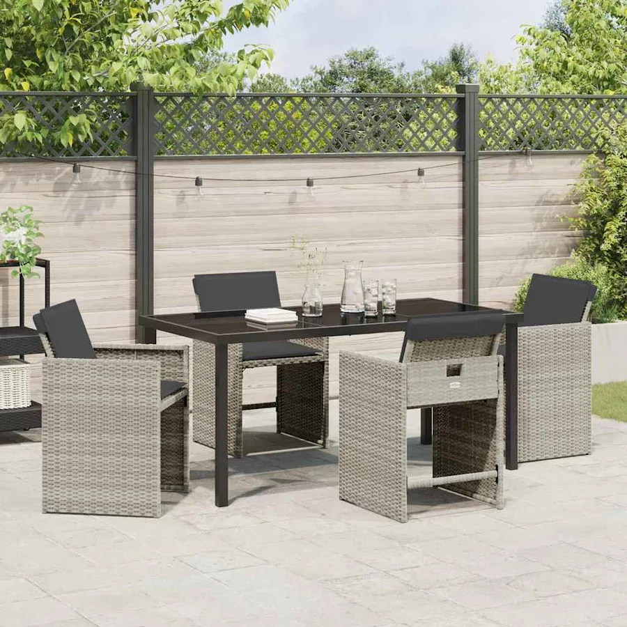 Ensemble de salle à manger pour jardin 5 pcs Gris clair - 4